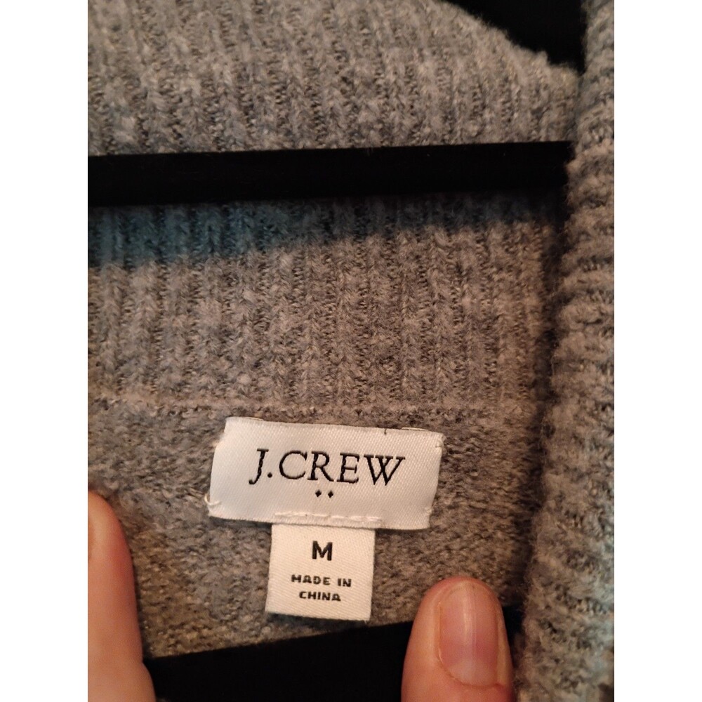 J.CREW Gray And White Striped Turtleneck Wool Knit Sweater Dress - Picture 6 of 7